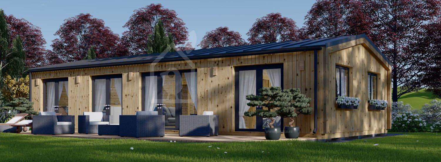 Casa de madeira pré-fabricada NICOLE (Isolamento térmico PLUS, 44 mm + revestimento), 78 m² visualization 1