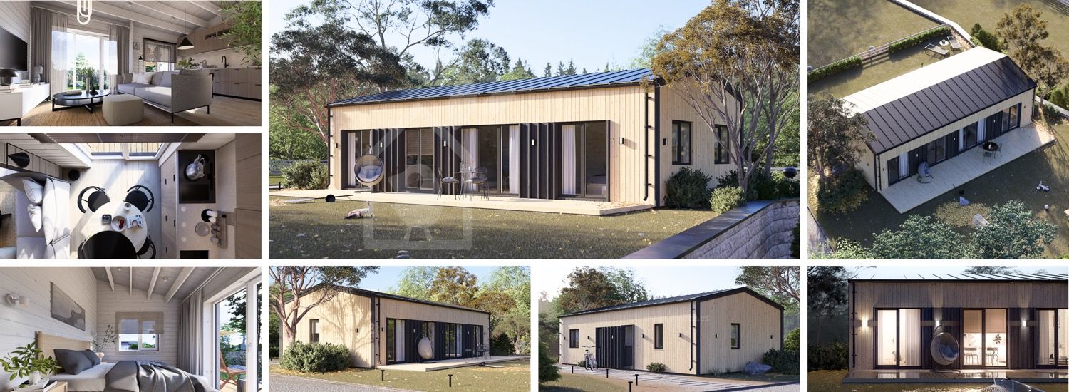 Casa de madeira para habitação NICOLE RV (Isolamento térmico PLUS, 44 mm + revestimento), 68 m² visualization 1