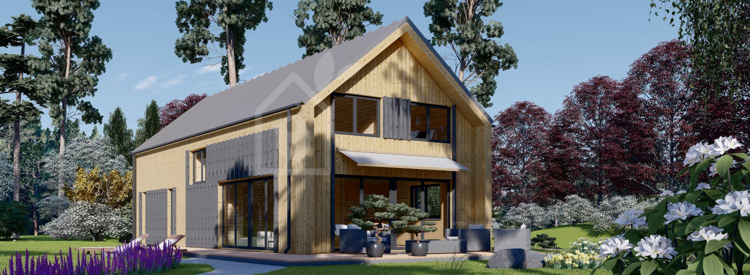Casa de madeira pré-fabricada INGRID (Isolamento térmico PLUS, 44 mm + revestimento), 170 m² visualization 1