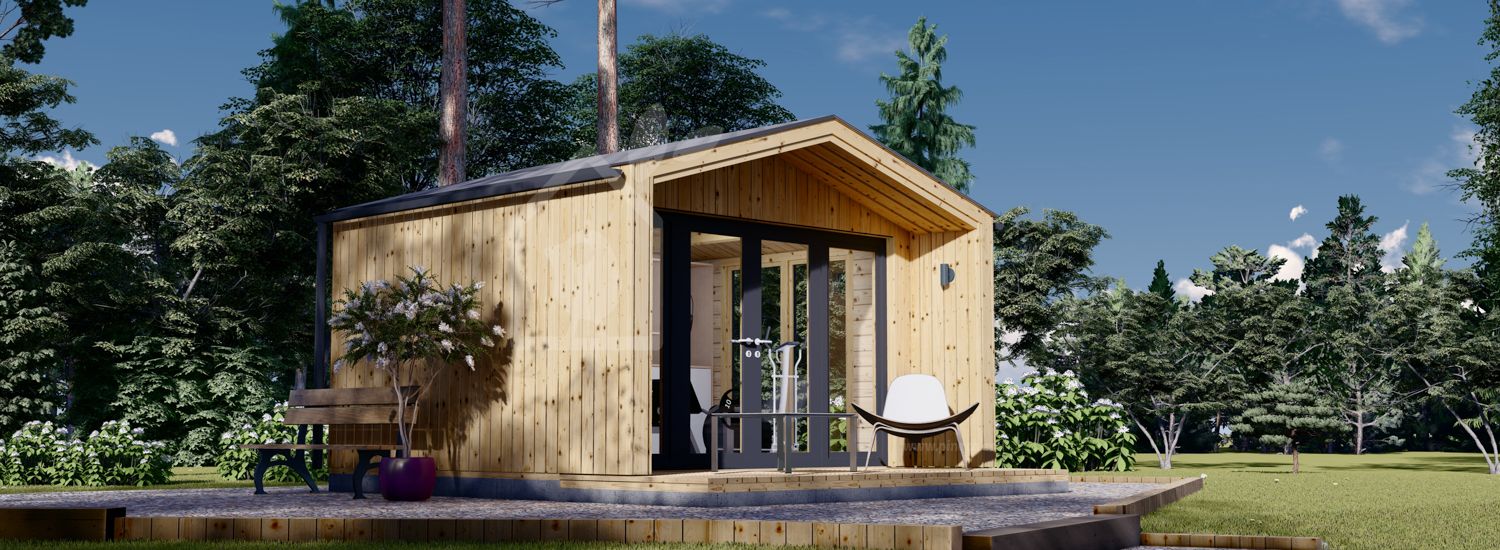 Abrigo de jardim em madeira PIA (Isolamento térmico, 34 mm + revestimento), 4x3 m, 12 m² visualization 1