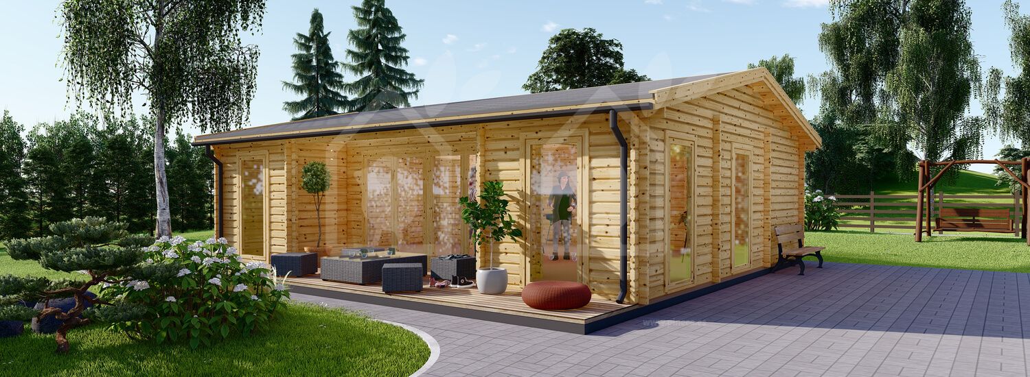 Casa de madeira pré-fabricada MILA (Isolamento térmico PLUS, 44+44 mm), 56 m² visualization 1