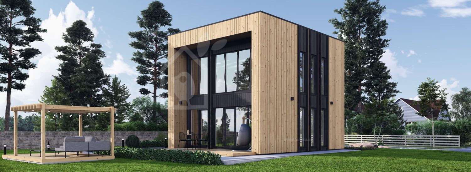 Casa de madeira para habitação KAYA 4L RV (Isolamento térmico PLUS, 44 mm + revestimento), 50 m² visualization 1