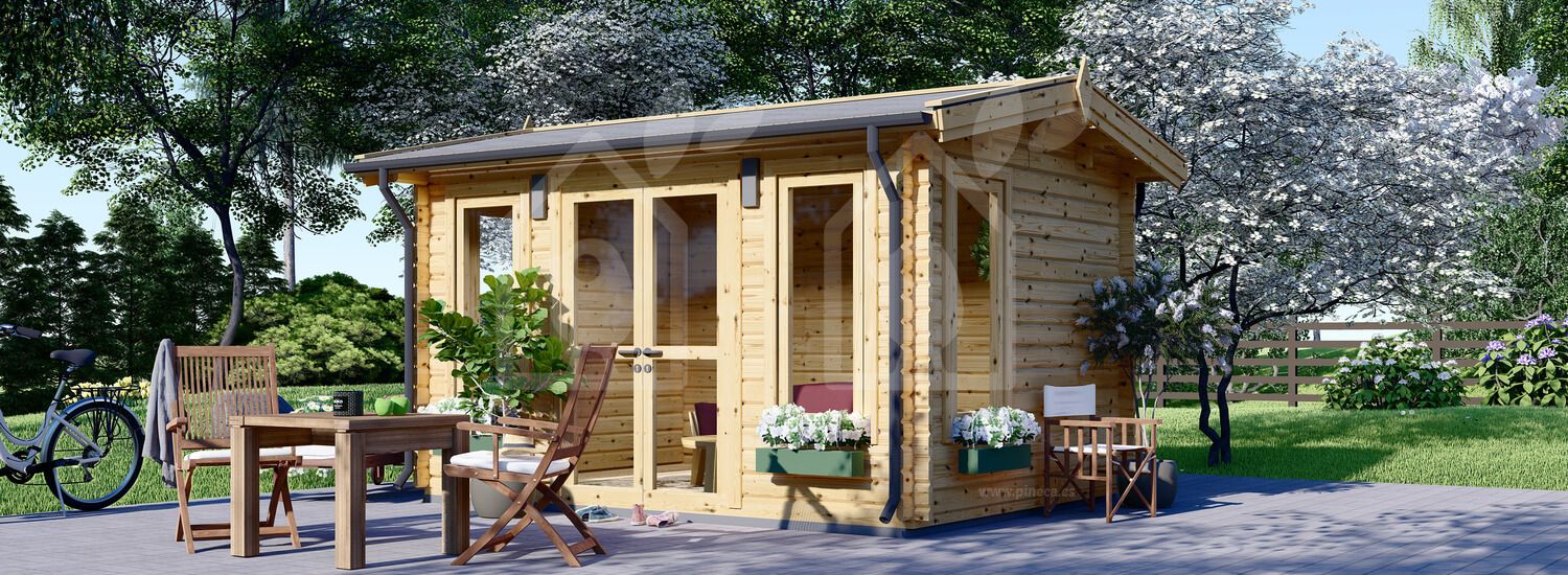 Abrigo de jardim em madeira POOLHOUSE (Isolamento térmico, 34+34 mm), 4x3 m, 12 m² visualization 1