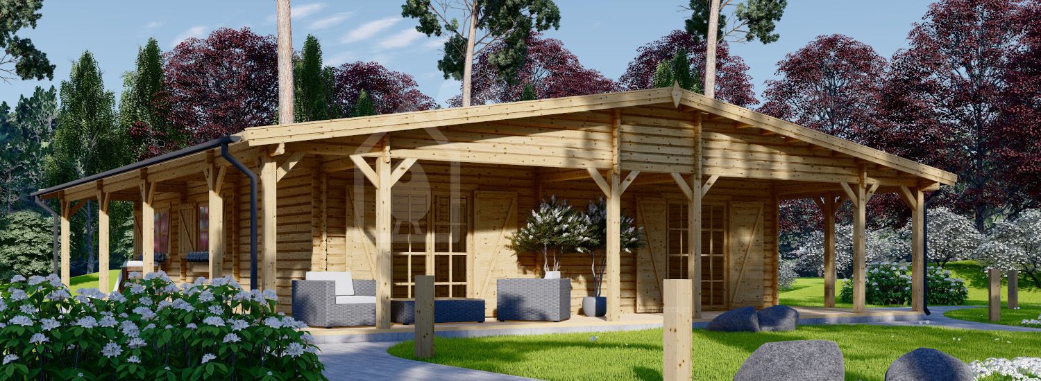 Casa de madeira pré-fabricada CARLOTA S (58 mm), 90 m² visualization 1