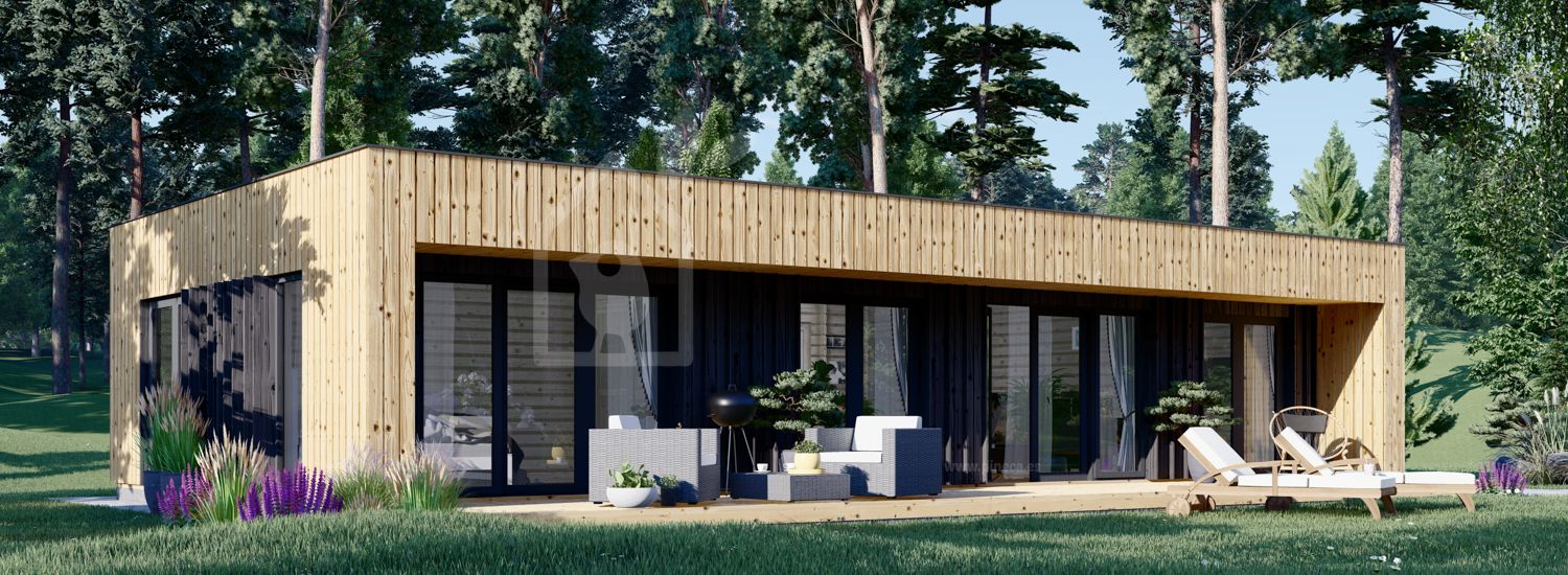 Casa de madeira pré-fabricada KAYA 3 (Isolamento térmico PLUS, 44 mm + revestimento), 70 m² visualization 1