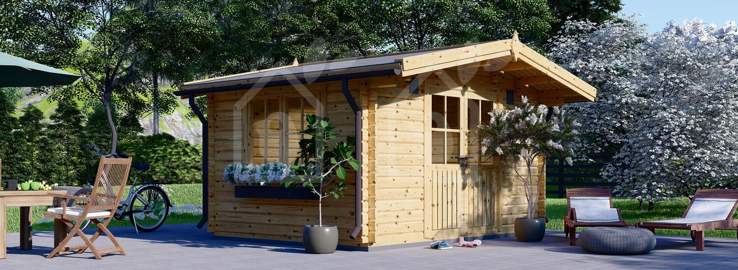 Abrigo de jardim em madeira RENNES (34 mm), 4x3 m, 12 m² visualization 1