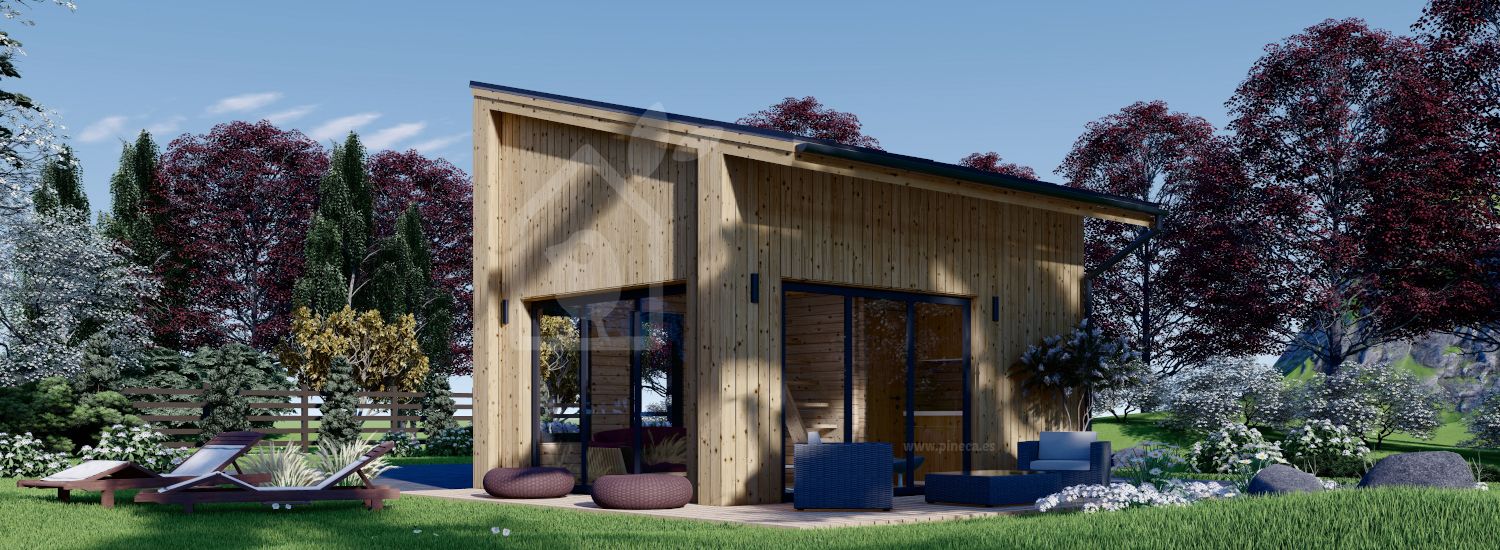 Casa de madeira pré-fabricada SOPHIA (Isolamento térmico PLUS, 34 mm + revestimento), 20 m² visualization 1