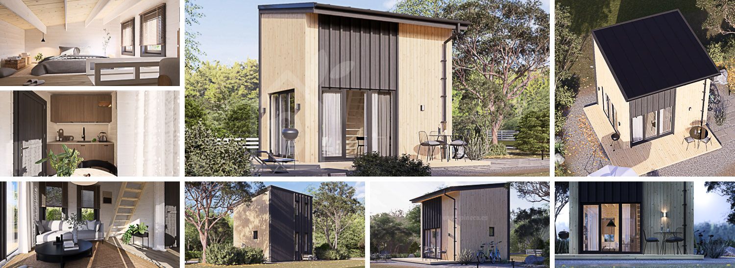 Casa de madeira para habitação SOPHIA RV (Isolamento térmico PLUS, 34 mm + revestimento), 20 m² visualization 1