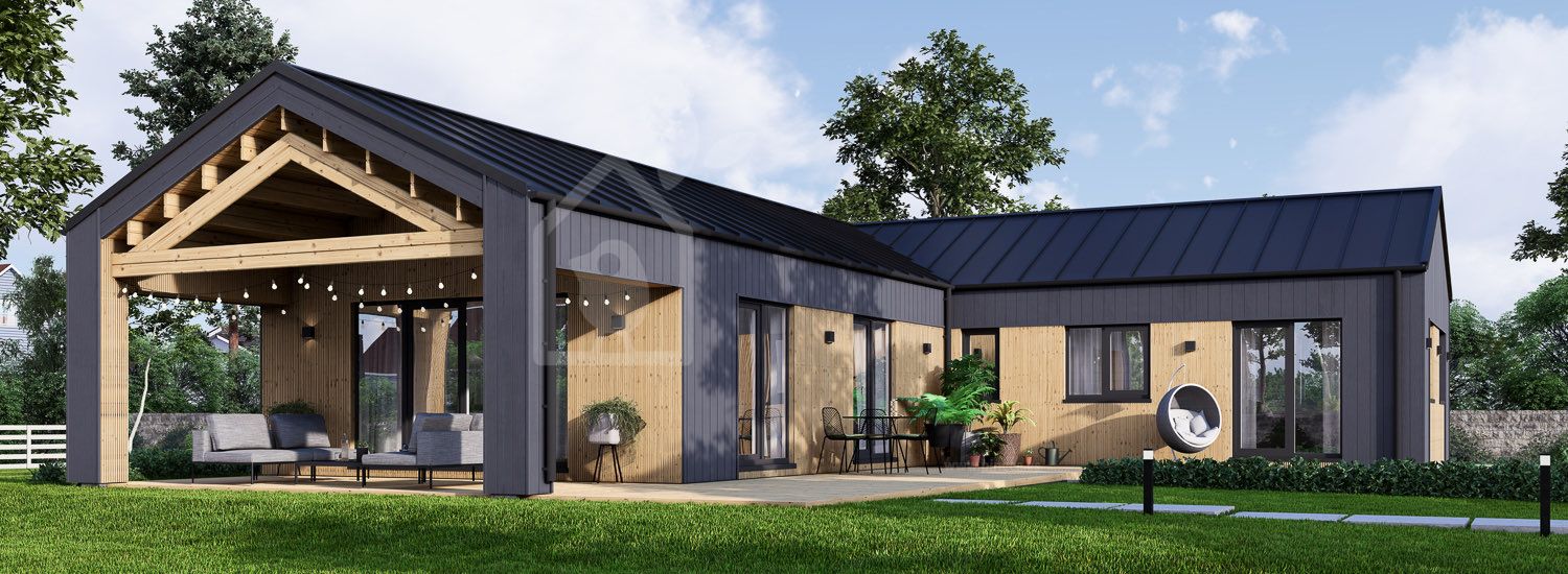 Casa pré-fabricada para habitação TESSA PV (Isolamento térmico PLUS, 44 mm + revestimento), 130 m² visualization 1