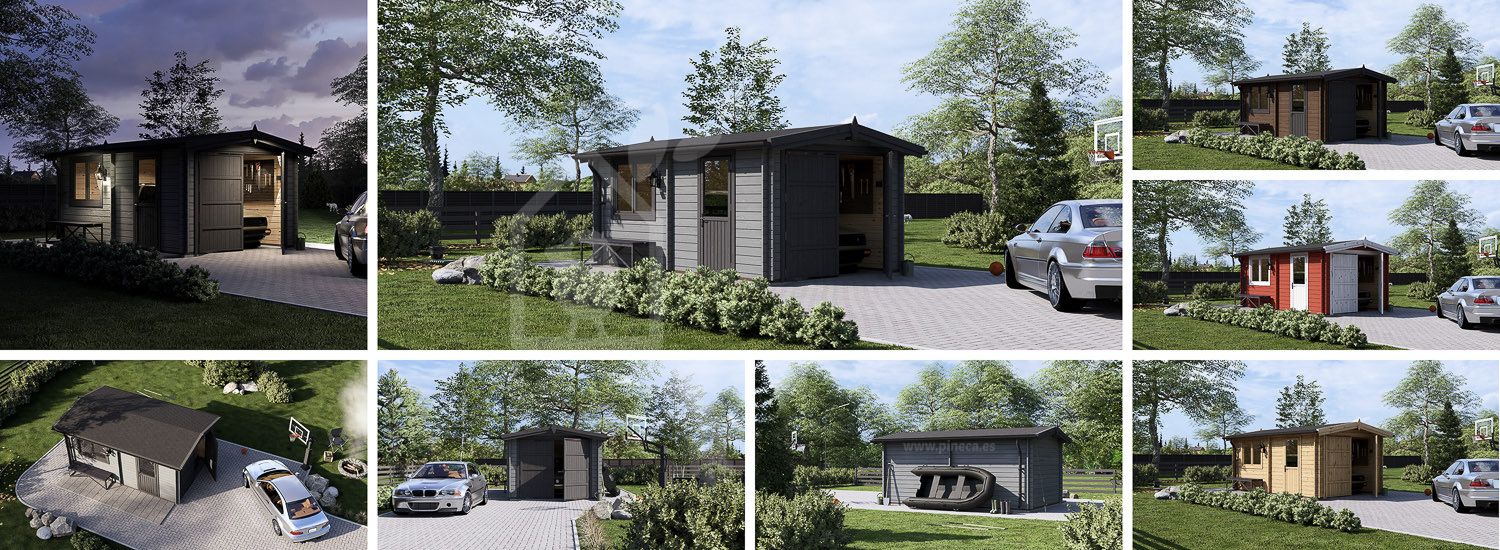 Garagem de madeira pré-fabricada para 1 carro CLASSIC (34 mm), 3.2x5.2, 16 m² visualization 1