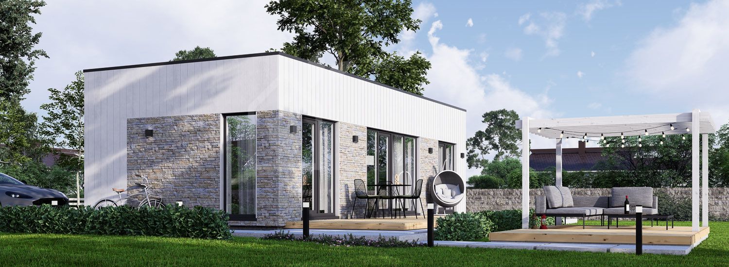 Casa pré-fabricada para habitação PREMIUM PV (Isolamento térmico PLUS, 44 mm + revestimento), 42 m² visualization 1