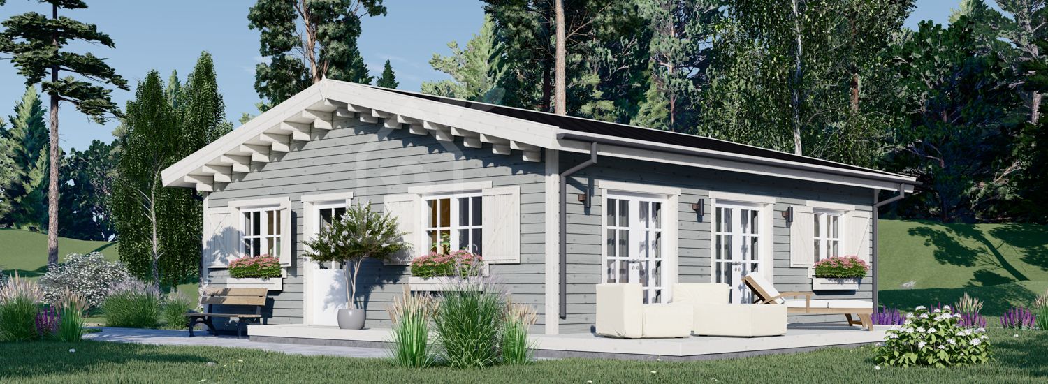 Casa de madeira pré-fabricada ALICE S (44 mm + revestimento), 63 m² visualization 1