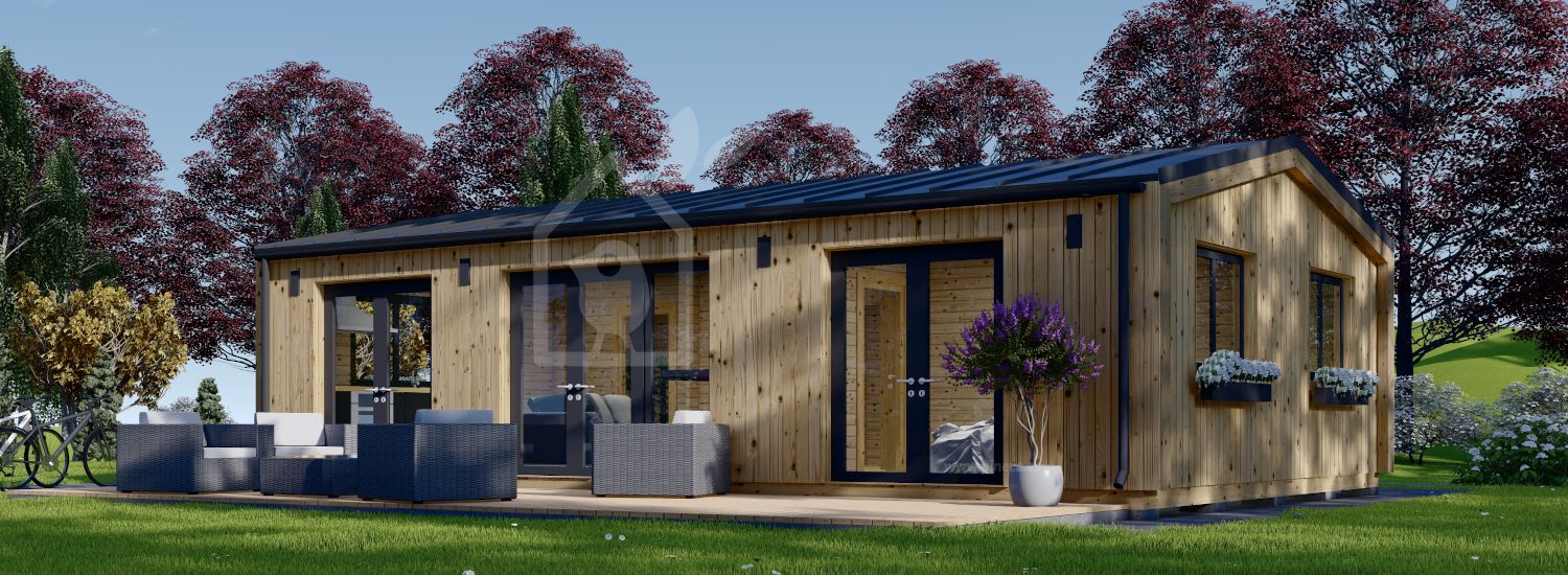 Casa de madeira pré-fabricada SELENE (Isolamento térmico PLUS, 44 mm + revestimento), 63 m² visualization 1