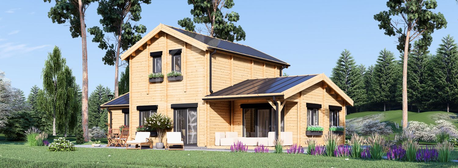 Casa de madeira pré-fabricada HOLLAND S (66 mm), 113 m² com terraço de 13 m² visualization 1