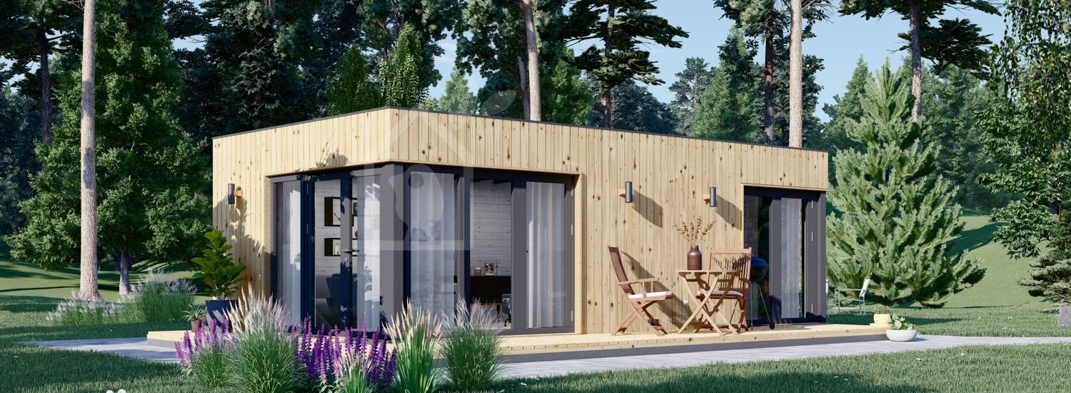 Casa de madeira pré-fabricada PREMIUM ((Isolamento térmico PLUS, 34 mm + revestimento), 7.5x4 m, 30 m² visualization 1