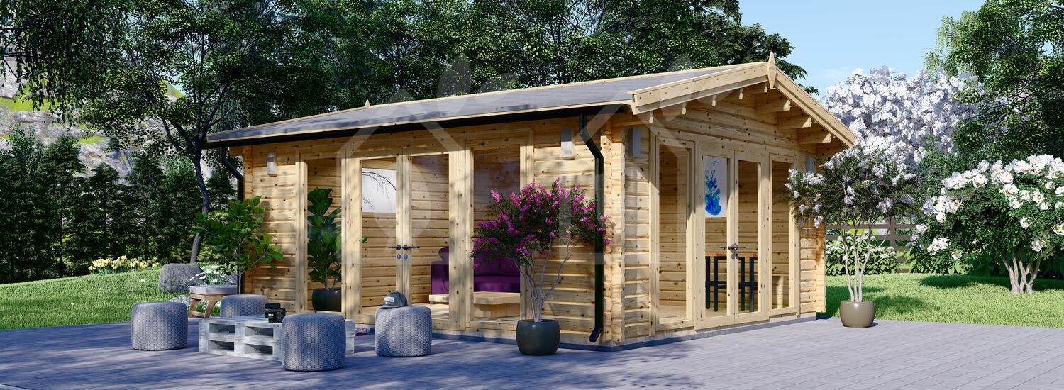 Casa de madeira para jardim MIA (Isolamento térmico, 44+44 mm), 5.5x5.5 m, 30 m² visualization 1