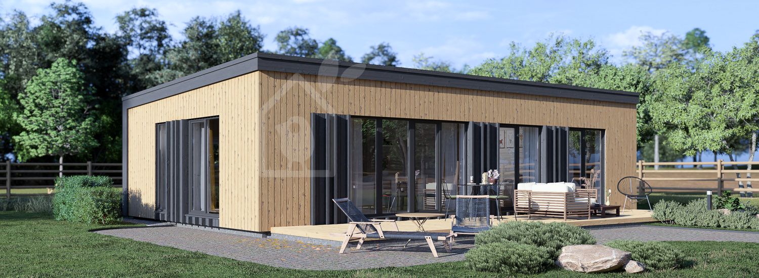 Casa de madeira para habitação CARLA RV (Isolamento térmico PLUS, 44 mm + revestimento), 66 m² visualization 1
