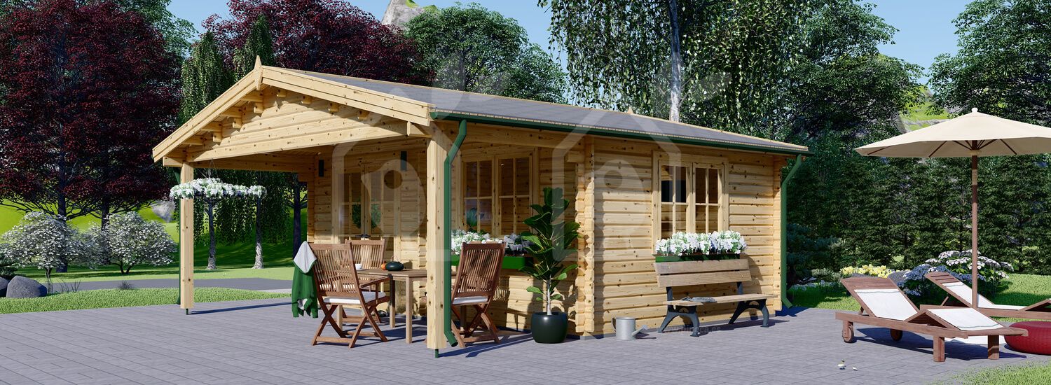 Casa de madeira para jardim CAMILA (Isolamento térmico, 34+34 mm), 6x6 m, 36 m² visualization 1