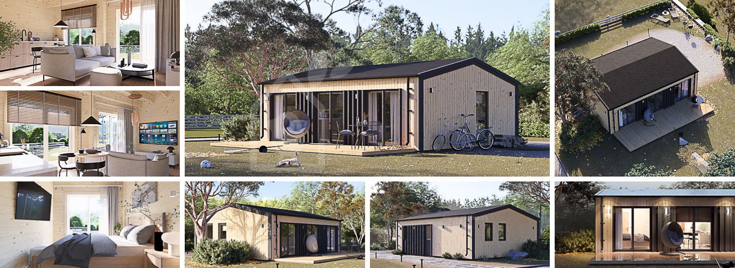 Casa de madeira pré-fabricada ANGELA (44 mm + revestimento), 43 m² visualization 1