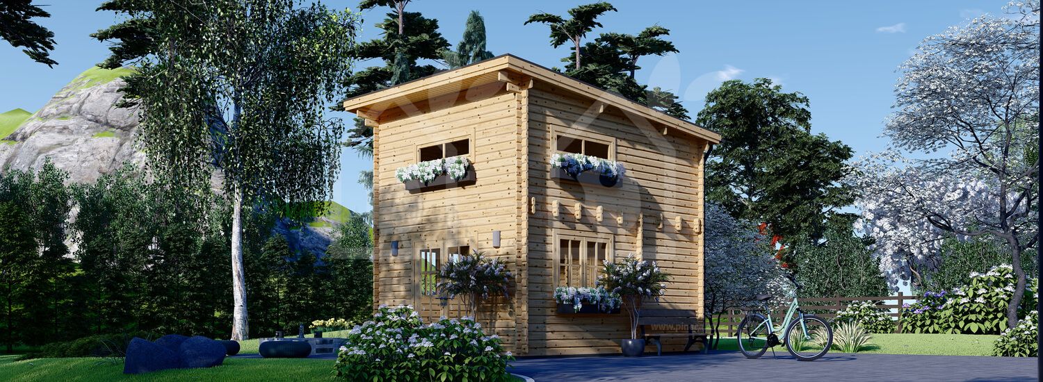Casa de madeira para jardim AVIGNON F (44 mm), 20 m² com mezanino de 16 m² visualization 1
