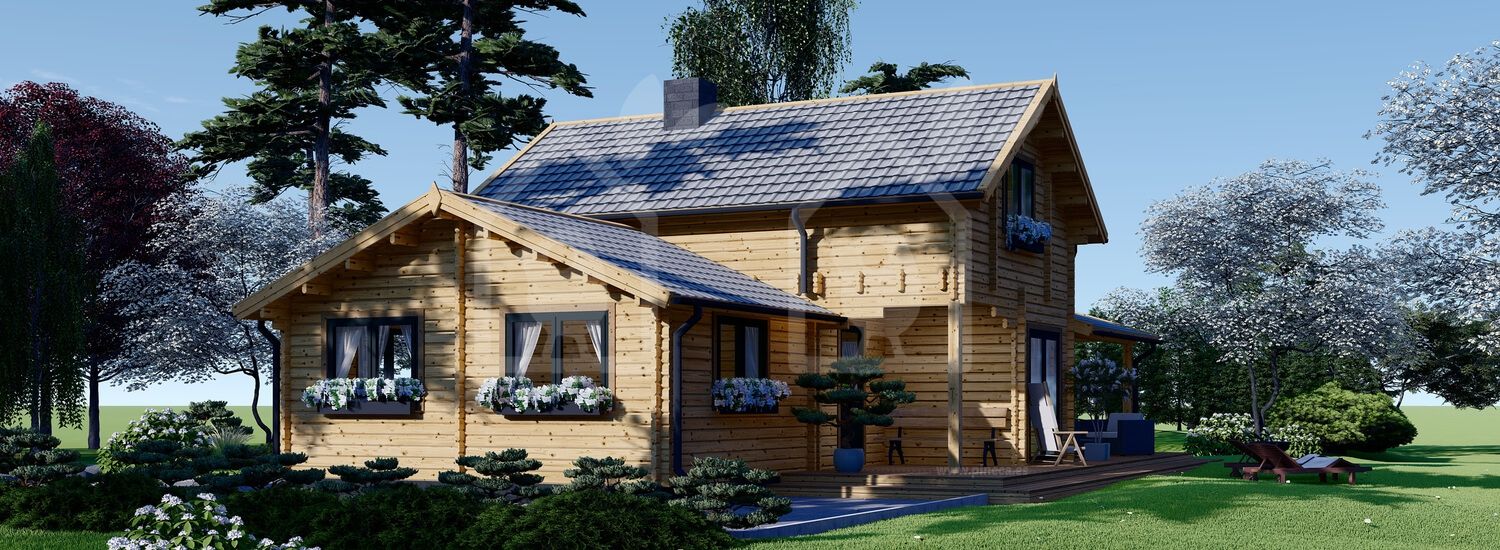 Casa de madeira pré-fabricada HOLLAND (66 mm), 113 m² com terraço de 13 m² visualization 1