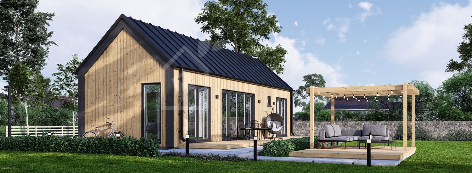 Casa de madeira para habitação ADALINE RV (Isolamento térmico PLUS, 44 mm + revestimento), 42 m² visualization 1