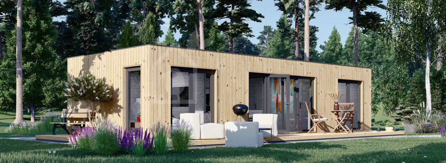 Casa de madeira pré-fabricada PREMIUM (Isolamento térmico, 34 mm + revestimento), 10.5x4.5 m, 47 m² visualization 1