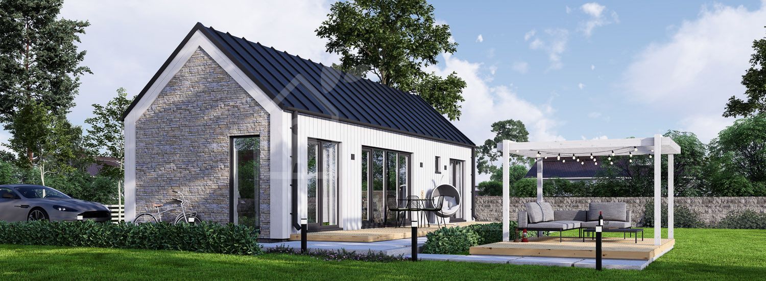 Casa pré-fabricada para habitação ADALINE PV (Isolamento térmico PLUS, 44 mm + revestimento), 42 m² visualization 1