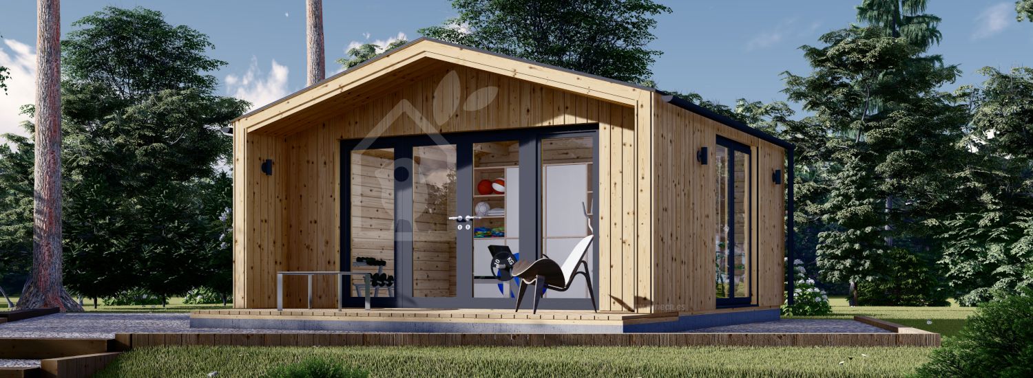 Abrigo de jardim em madeira PIA (Isolamento térmico, 34 mm + revestimento), 5x4 m, 20 m² visualization 1
