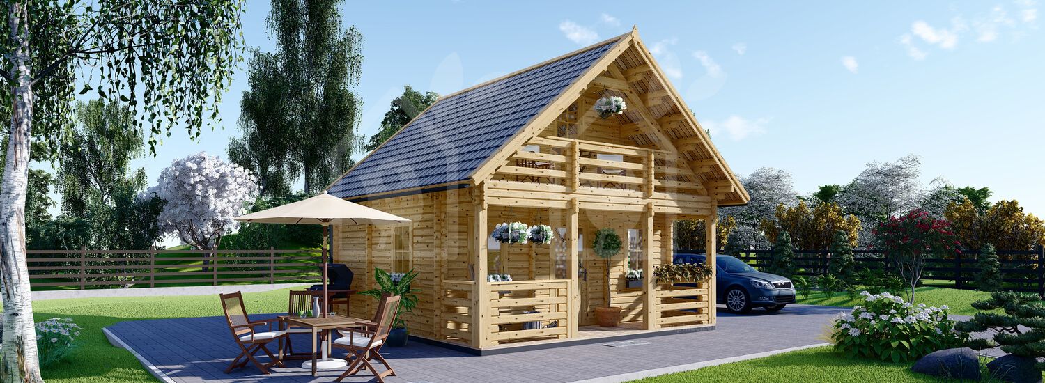 Casa de madeira pré-fabricada LIVINGTON (Isolamento térmico PLUS, 44+44 mm), 50 m² visualization 1