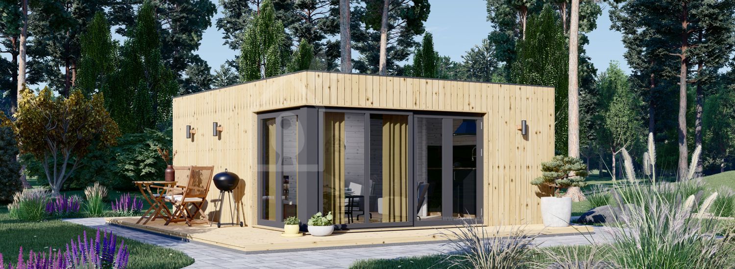 Casa de madeira pré-fabricada PREMIUM (Isolamento térmico, 34 mm + revestimento), 6x5 m, 30 m² visualization 1