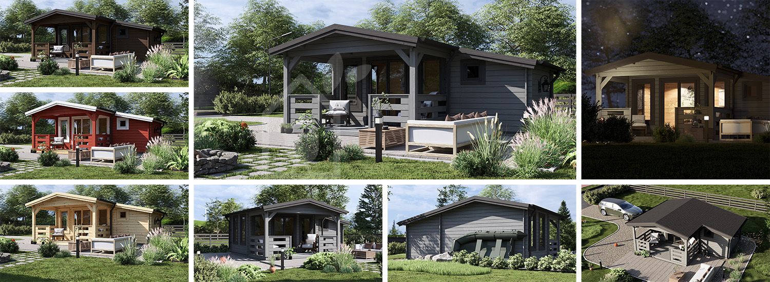Casa de madeira para jardim ISLA (34 mm), 6x5 m, 18 m² com terraço de 7 m² visualization 1