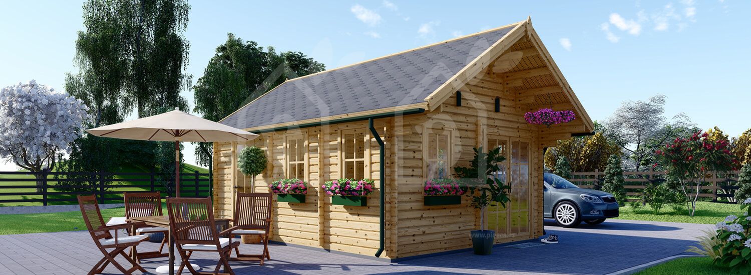 Casa de madeira pré-fabricada SCOOT (Isolamento térmico, 44+44 mm), 27 m² com mezanino de 9 m² visualization 1