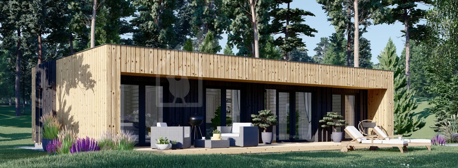 Casa de madeira pré-fabricada KAYA 2 (44 mm + revestimento), 64 m² visualization 1