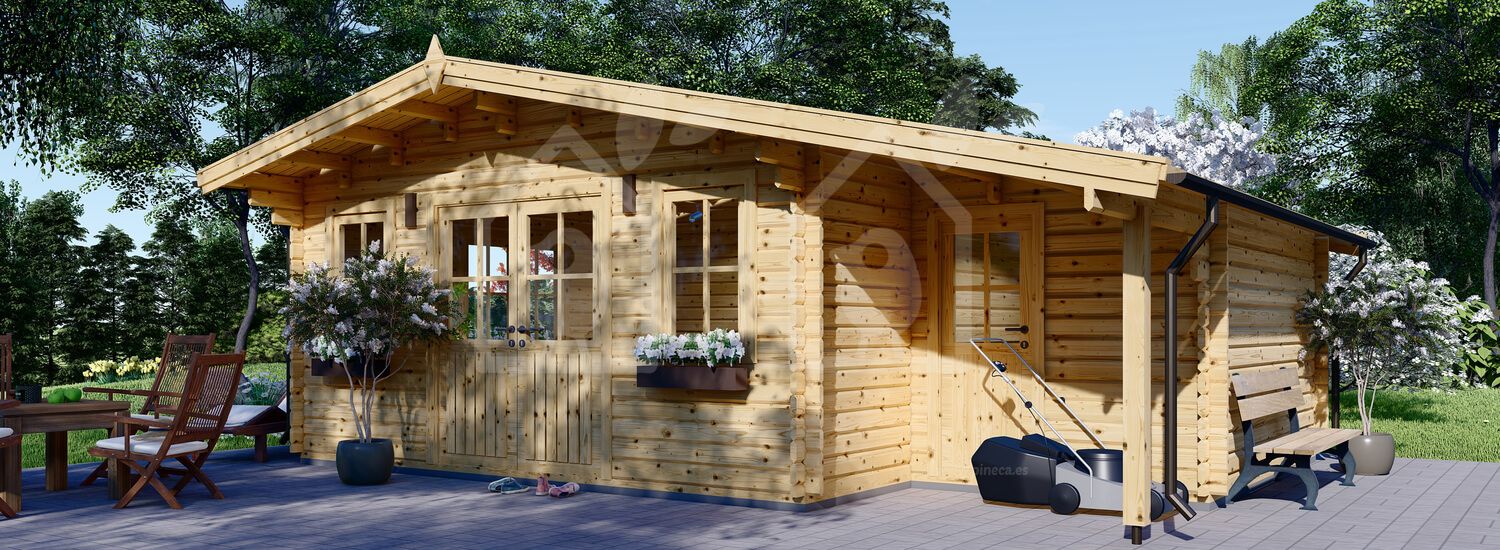 Casa de madeira para jardim CLARA (34 mm), 7x4 m, 28 m² visualization 1