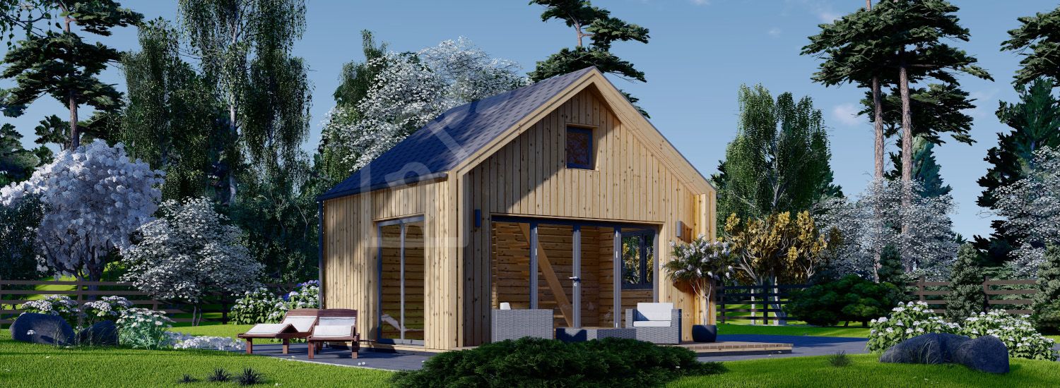 Casa de madeira pré-fabricada SARA (44 mm + revestimento), 20 m² visualization 1