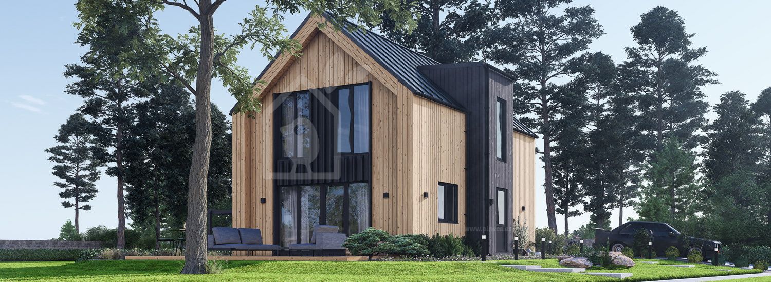 Casa de madeira para habitação ASTRID RV (Isolamento térmico PLUS, 44 mm + revestimento), 92 m² visualization 1