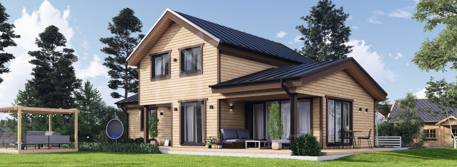 Casa de madeira para habitação HOLLAND RV (Isolamento térmico PLUS, 44 mm + revestimento), 116 m² visualization 1