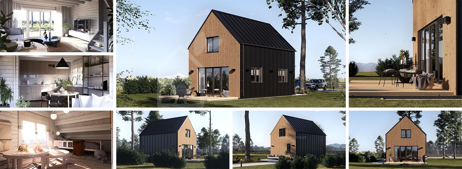 Casa pré-fabricada para habitação ALINA PV (Isolamento térmico PLUS, 44 mm + revestimento), 46 m² visualization 1