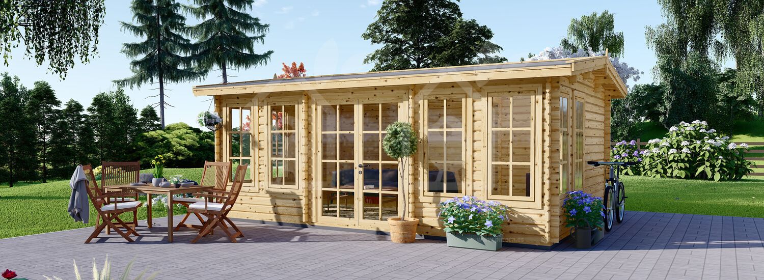 Abrigo de jardim em madeira DEVON (Isolamento térmico, 44+44 mm), 6x4 m, 24 m² visualization 1