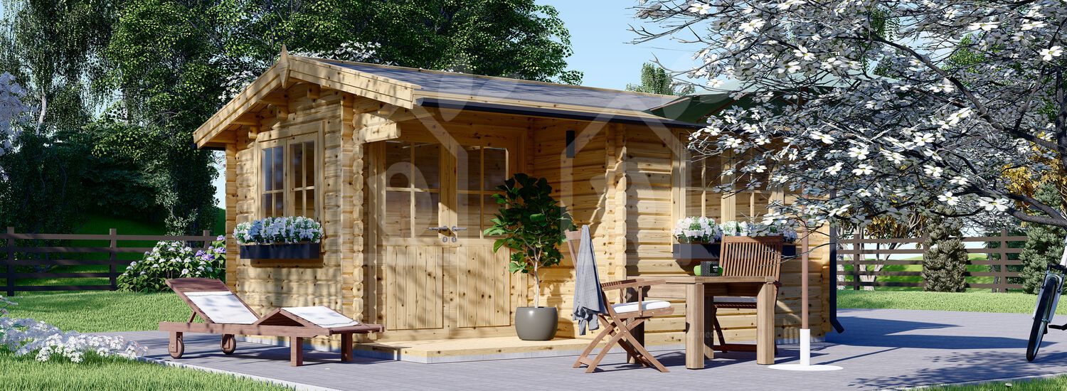 Casa de madeira para jardim OSLO (Isolamento térmico, 44+44 mm), 5x4 m, 20 m² visualization 1