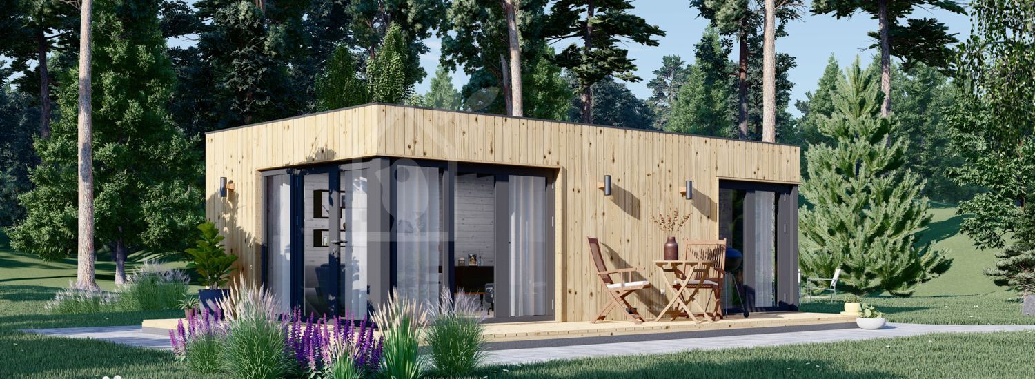Casa de madeira pré-fabricada PREMIUM (34 mm + revestimento), 7.5x4 m, 30 m² visualization 1
