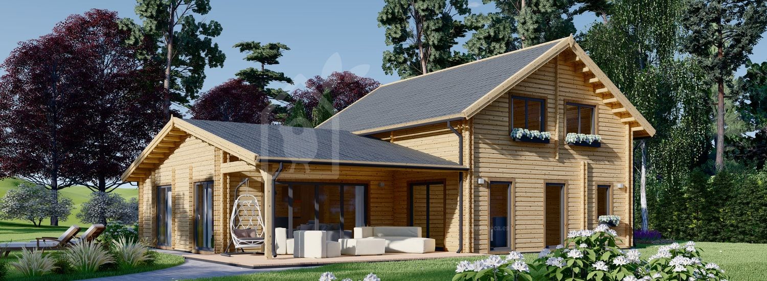 Casa de madeira pré-fabricada DARLA (Isolamento térmico PLUS, 44+44 mm), 180 m² visualization 1