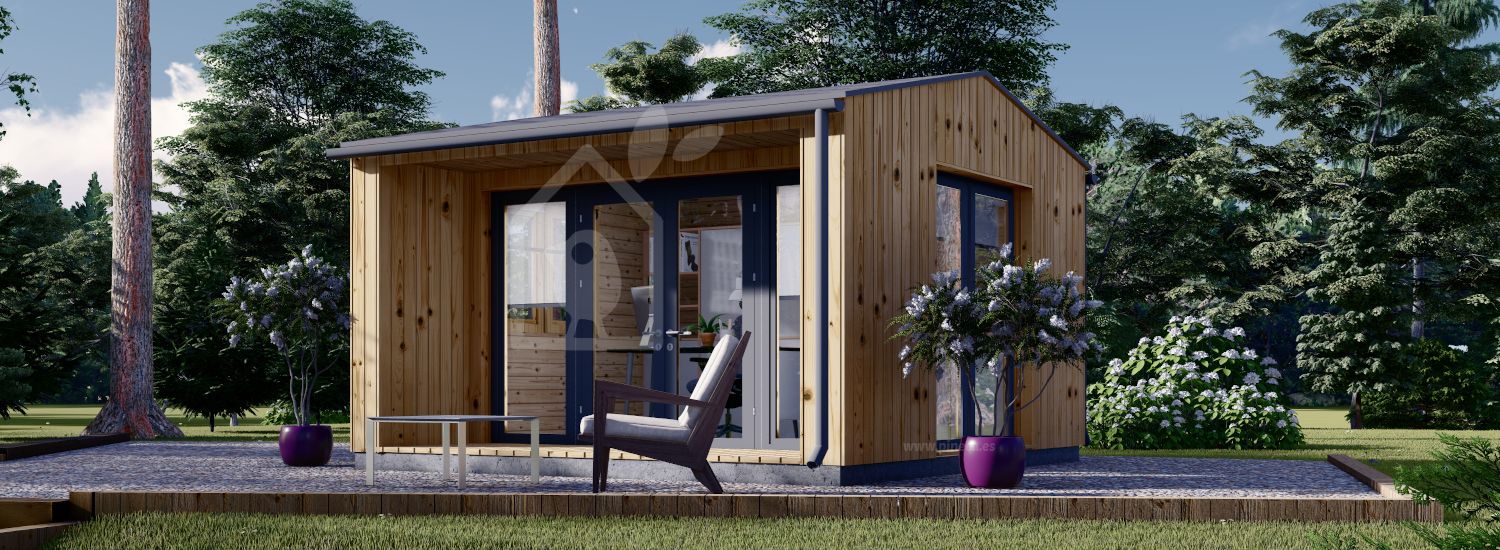 Abrigo de jardim em madeira TINA (Isolamento térmico, 34 mm + revestimento), 4x4 m, 12 m² visualization 1