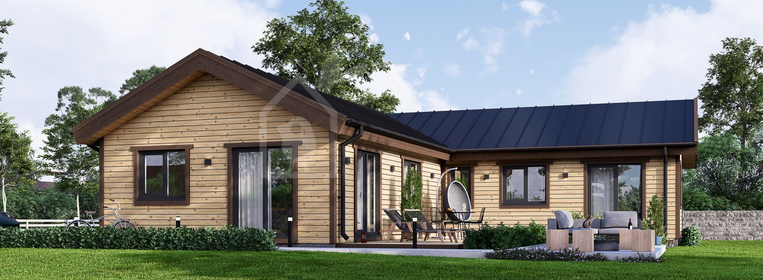 Casa de madeira para habitação PAULA RV (Isolamento térmico PLUS, 44 mm + revestimento), 118 m² visualization 1