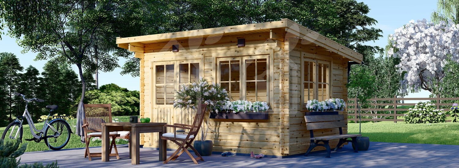 Abrigo de jardim em madeira LILLE F com telhado plano (44 mm), 4x3 m, 12 m² visualization 1