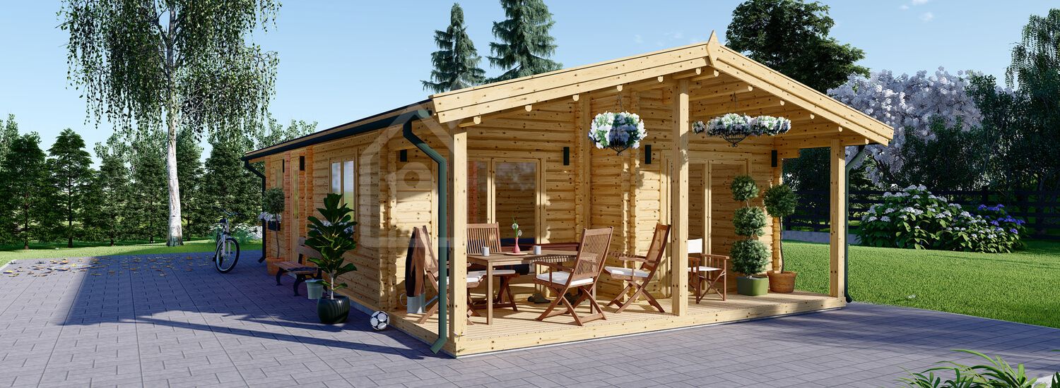 Casa de madeira pré-fabricada MEGAN (Isolamento térmico, 44+44 mm), 6x10 m, 60 m² visualization 1
