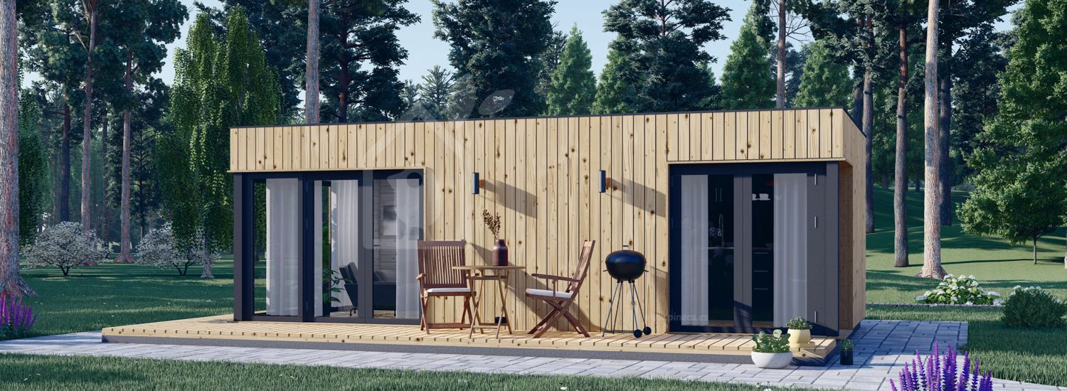 Casa de madeira pré-fabricada PREMIUM (34 mm + revestimento), 7.5x4 m, 30 m² visualization 1