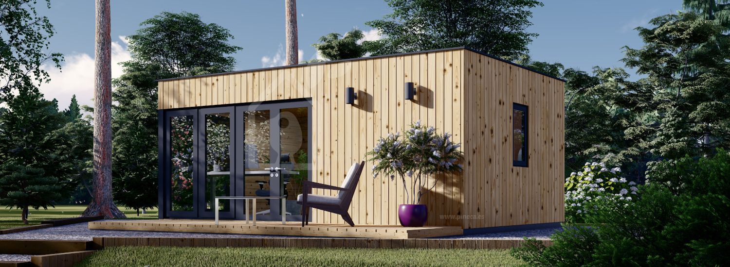 Casa de madeira para jardim PREMIUM (Isolamento térmico PLUS, 34 mm + revestimento), 6x4 m, 24 m² visualization 1