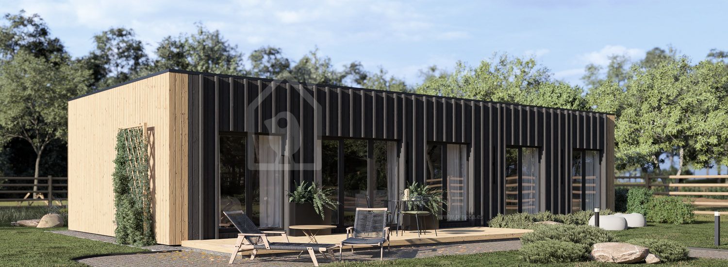 Casa de madeira para habitação BELLA 3 RV (Isolamento térmico PLUS, 44 mm + revestimento), 75 m² visualization 1